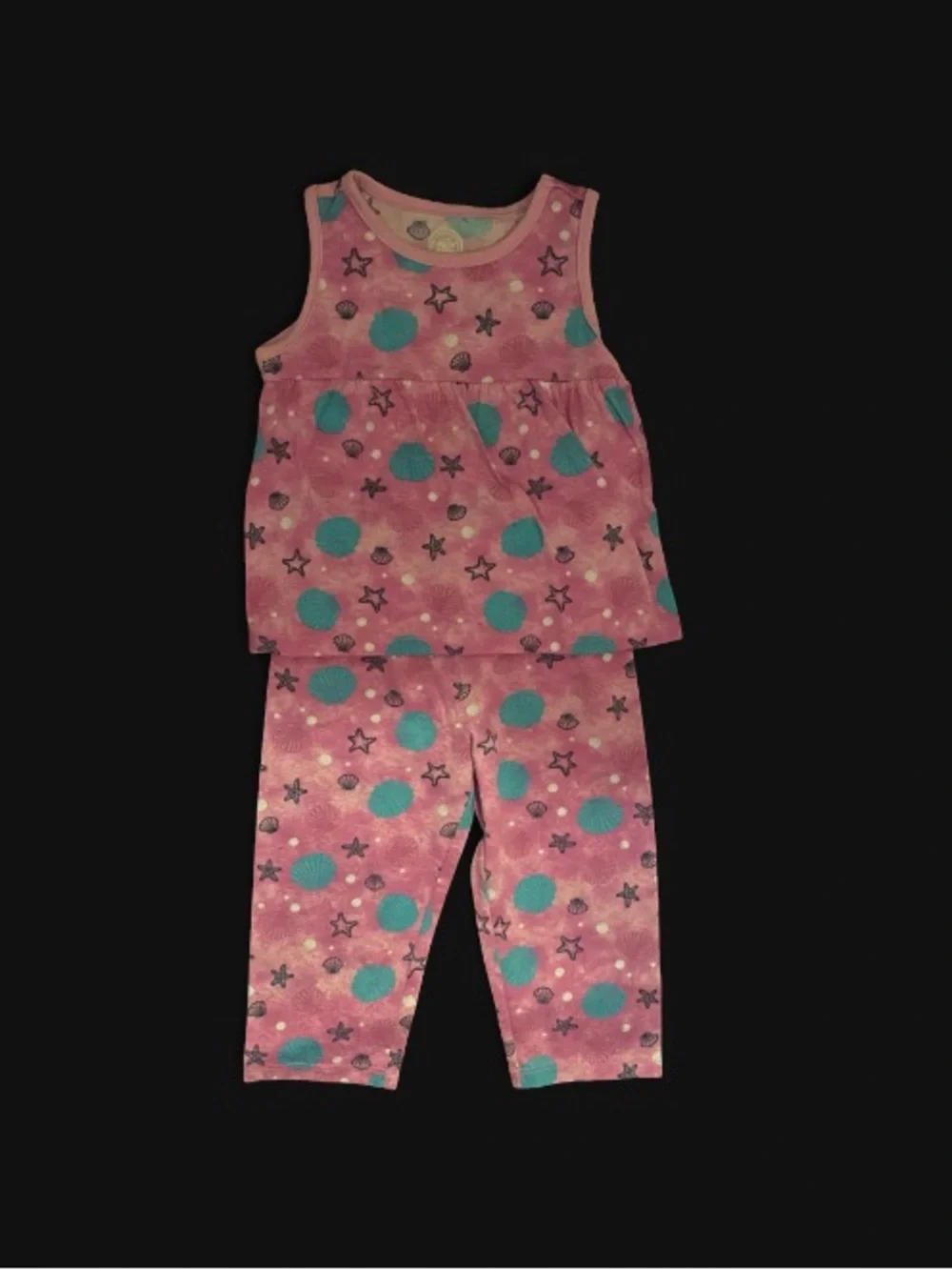 wonder nation Pink Sleeveless Pajama Set with Teal Dot Print